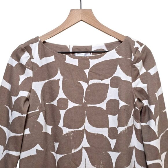 London Times Leaf Print 3/4 Sleeve Mini Shift Dress Sz 6 - Picture 2 of 7
